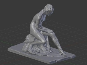 bagnante jean-antoine houdon base piatta sculture met3d nudo donna 3d print model - Mito3D