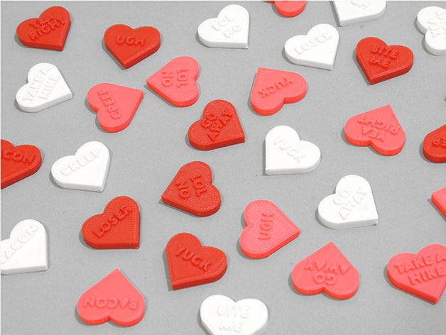 anti san valentín, día de los tokens decoración accesorio el tocino morderme la fluencia moda diversión divertido regalo vaya corazón corazones sentido del humor broma lol no, no perdedor tonto simplus simplusdesign diseño ugh puaj 3D print model - Mito3D