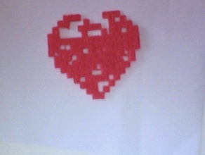 8 bit heart-art 3d print model - Mito3D