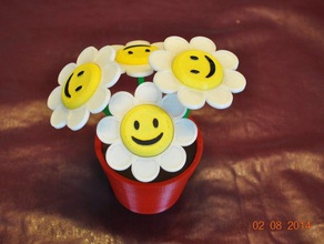 smiley face flores de vaso decoração 3d print model - Mito3D