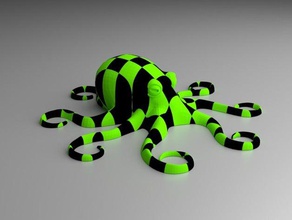 multi-colored checkered octopus animals dualstrusion 3d print model - Mito3D