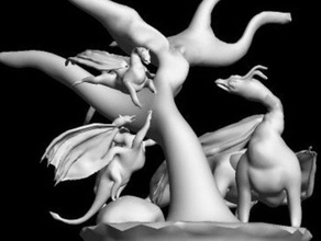 dragon de la famille sculptures 3d print model - Mito3D