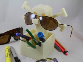 kurukafa 8 bit Organizatör organizasyon 3d 8-bit 8bit kutusu kap çapraz kemikler gözlük tutucu supportless oyuncak 3d print model - Mito3D