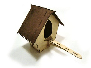lasercut pájaro de casa al aire libre jardín 3d pajarera cnc lasercutter cortadora láser modelo la madera contrachapada herramienta 3d print model - Mito3D