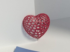 cuore slot un lato di voronoi stile arredamento 3d print model - Mito3D