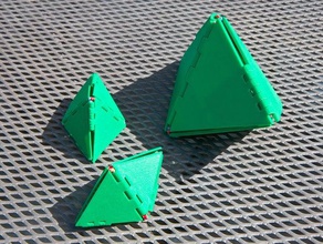 pop box mechanical toys flat heaxagon hinge jumping noise polyhedra pyramid rubber band shape-shifting snap triangle 3d print model - Mito3D