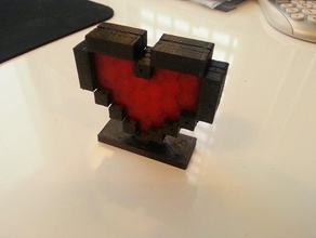 8-bit heart decor pixle retro 3d print model - Mito3D