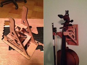 violin bow hanger music draftsight laser cut 3d print model - Mito3D