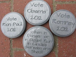 political buttons 2 signs logos openscad 3d print model - Mito3D
