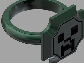 creeper ring rings minecraft novelty 3d print model - Mito3D