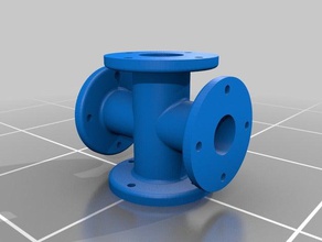 flanged cross pipe fitting replacement parts construction piping fittings pipes 3d print model - Mito3D