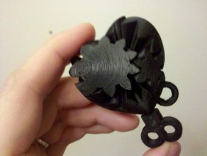 Ausgestanzte Herzen Zahnräder Schlüsselbund Schlüsselanhänger Getriebe mashup openscad parametric - Spielzeug valentine 3d print model - Mito3D