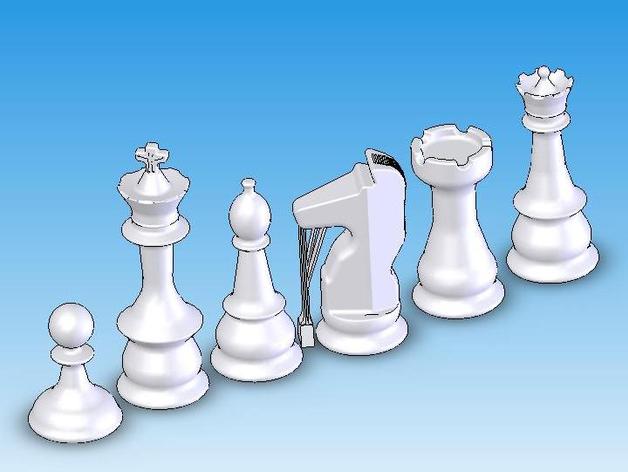 another chess set bishop king knight pawn queen rook 3D print model - Mito3D