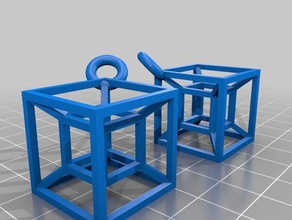hypercube tesseract boucles d'oreilles 4d cube 3d print model - Mito3D