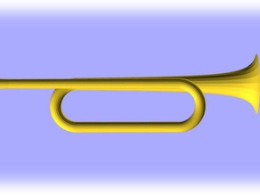 bb3 natural trumpet trompette si b&eacutemol 3 naturelle same harmonics valve music band brass bugle cornet flugelhorn instrument jouable open plastic playable 3d print model - Mito3D
