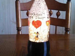 led bouteille de vin la lampe décor base lumière l'amour valentine 3d print model - Mito3D