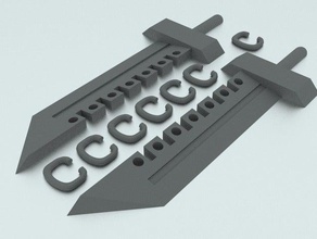 entalhado espada anéis adereços 3d print model - Mito3D