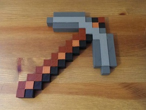 minecraft pickaxe pixelated texture toy game accessories 3d print model - Mito3D