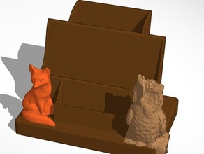 leaflet card holder fixed cloud netfab office business holders busness cards fox foxes owl owls 3d print model - Mito3D