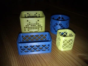 parametric patterned box containers 8-bit openscad 3d print model - Mito3D