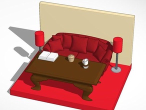 oturma odası modeli mobilya kitap sehpa kap cupcake cupcakes bardak lamba lambaları modelleri kanepe 3d print model - Mito3D