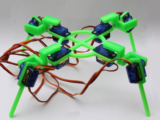 robot cuadrúpedo servos 9g simple clic en sistema la robótica de los brazos base marco piernas sg90 araña 3D print model - Mito3D