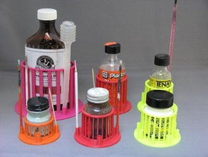 parametrische Flasche supportbrush Halter Kunst tools 3d container Klebstoff-Flasche keine Spitze openscad Farbe tds nützlich 3d print model - Mito3D