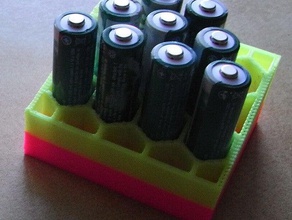 rechargeable batteries holder containers honeycomb openscad parametric 3d print model - Mito3D