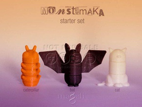 monstamaka starter-set - Spielzeug Spiele Tier Montage bat cat caterpillar puzzle 3d print model - Mito3D
