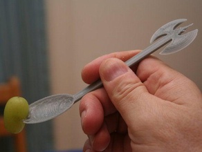 sporkle axe axapult kitchen dining dwarf elegant fork openscad shapeways spoon utensil 3d print model - Mito3D