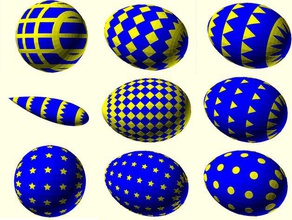 easter egg maker customizer art tools ball blimp bomb duel extrusion openscad rocket striped 3d print model - Mito3D