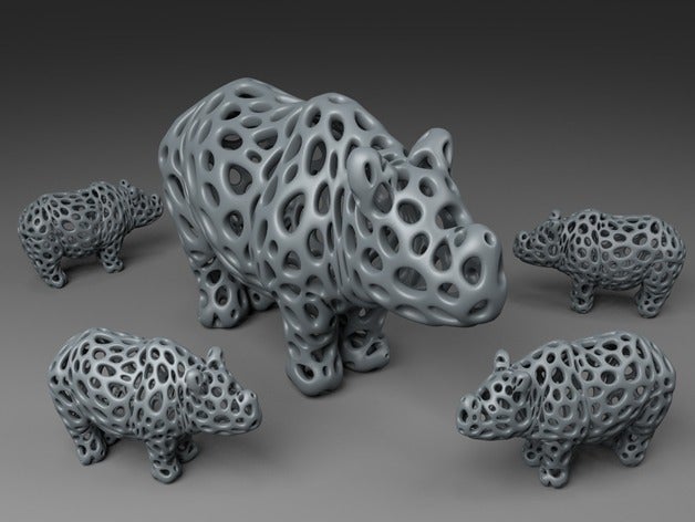 rhino de voronoi estilo los animales 3D print model - Mito3D