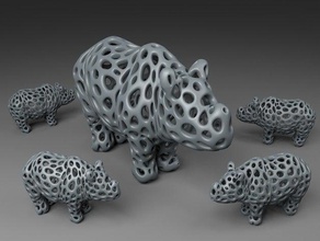 rhino voronoi de estilo animais 3d print model - Mito3D
