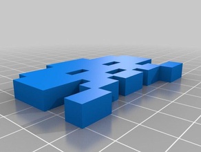 2d pixel art invader 2 parts customized 3d print model - Mito3D