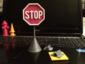 signe de post & support les signes et logos écran d'ordinateur bureau la route panneau routier d'arrêt jouet 3d print model - Mito3D