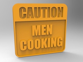 caution men cooking sign kitchen dining 3d print model - Mito3D