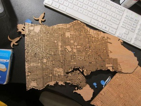 corte a laser de madeira mapas dados públicos 2d arte 3d print model - Mito3D
