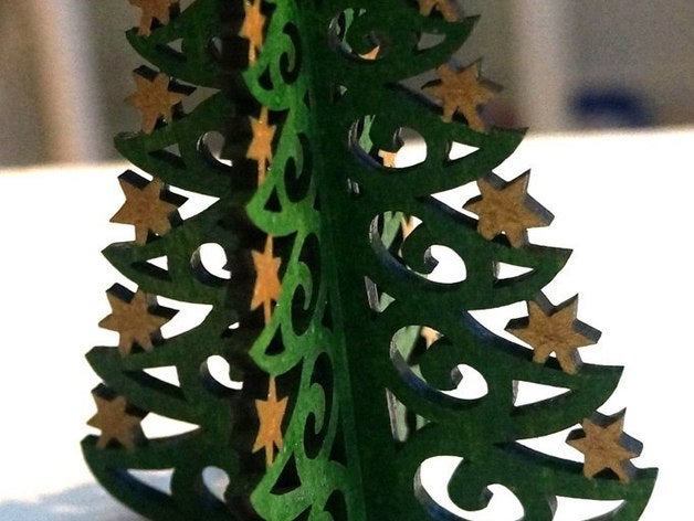 Weihnachtsbaum 2d Kunst cmit neues Jahr Holz 3D print model - Mito3D