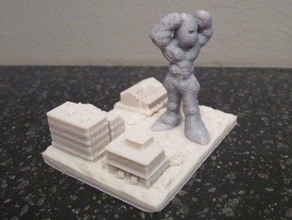 giant robotattacks city creatures bakutis gumball jason mini monsters dioramas 3d print model - Mito3D