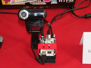 beaglebone webcam holder electronics base camera clip embedded latch libetech linux platform qr scanner 3d print model - Mito3D