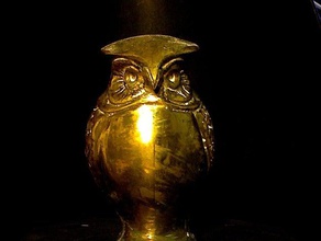 brass owl scans replicas art bird hoo hoot makerbotdigitizer sculpture 3d print model - Mito3D