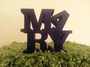 mary word sculpture sculptures customized 3d print model - Mito3D