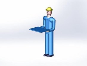 uomo in piedi tenendo il vassoio piatto persone 3d print model - Mito3D