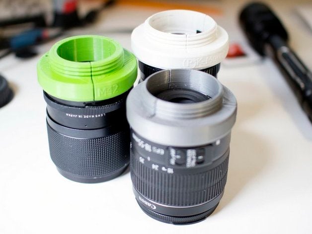 universal lens adapters guerillabeam camera canon mount m42 pentax t2 3D print model - Mito3D
