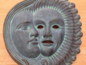 sun moon mask ornament scans replicas face sculpture 3d print model - Mito3D
