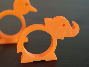 zookins animale gli anelli di tovagliolo cucina pranzo animali elefante divertente famiglia utile vintage 3d print model - Mito3D