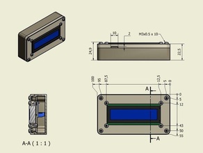 lcd-Gehäuse-16x2 - Elektronik adafruit arduino 3d print model - Mito3D