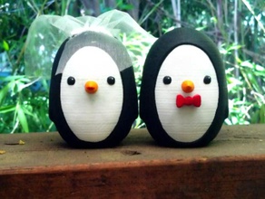 wedding penguins animals 2x bride cake groom topper 3d print model - Mito3D