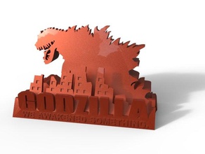 godzilla business card holder office dragon t-rex 3d print model - Mito3D
