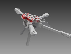 quadraptor v1 rc araç 10 sahne 2200mha 890kv crius v2 deadcat çerçeve q-beyin quadcopter örümcek 3d print model - Mito3D
